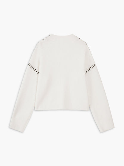 Stickad Tröja med Stygn Detaljer